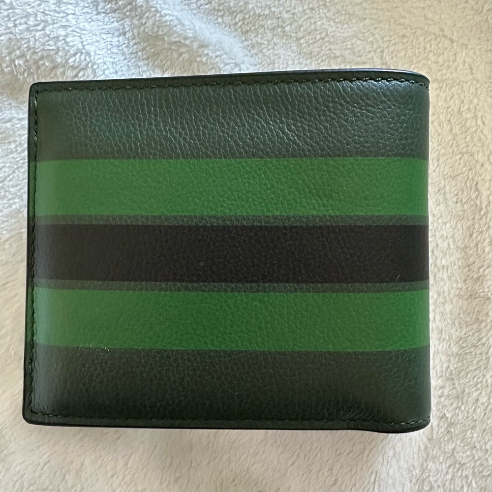 3 in 1 Varsity Green Striped Coach Wallet for Men - Picture 6 of 7